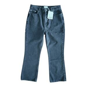Ganni Betzy Washed Black High Rise Slim Flare Crop Jean 30/32 NWT $195